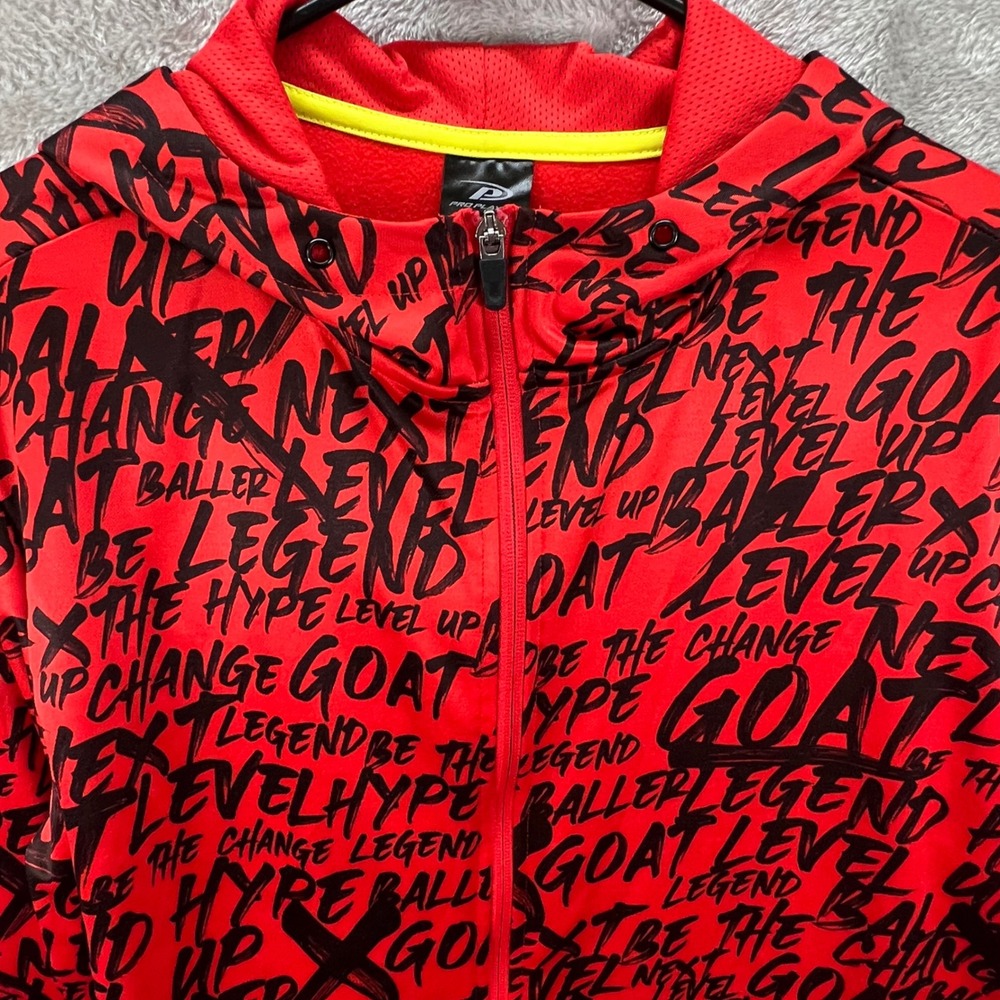 Pro Player Mens L GOAT Graffiti‎ Print Full Zip Hoodie Hypebeast Basketball Bold
